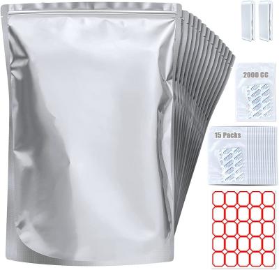 China 5 Gallon Mylar Moisture Proof Bags With Oxygen Dampeners 10.5 MIL 10pcs Zipper Mylar Bags For Food Storage With 10 Single Seals for sale