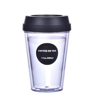 China AS Hot PP Mug Body + Lid Style Convenient Double Wall Coffee Mug Plastic Custom Printing for sale