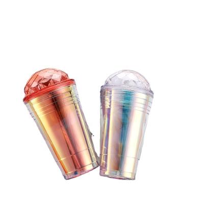 China Viable Custom Design Double Wall Plastic Tumbler Cup With Straw for sale