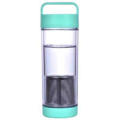 China Eco-friendly Plastic Double Wall Paper Insert Tea Cup Tumbler With Tea Strainer for sale