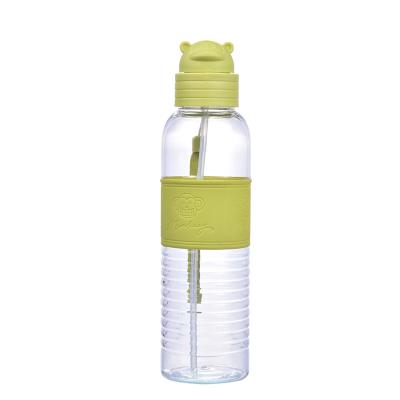 China Bpa Free Custom Logo Tritan Anti-Slip Plastic Sports Water Bottle With Straw For Kids for sale