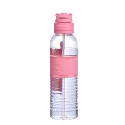 China Creative Sustainable BPA Free Monkey Cartoon Water Bottle With Straw for sale