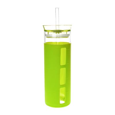 China Sustainable Type Unbreakable Glass Material Water Bottle Drinkware With Tritan Lid for sale