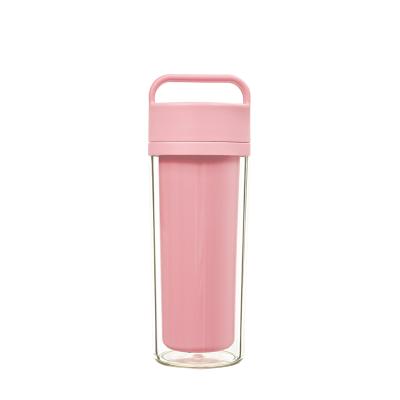 China Sustainable Custom Logo Double Wall Travel Plastic Water Bottle With Paper Insert for sale