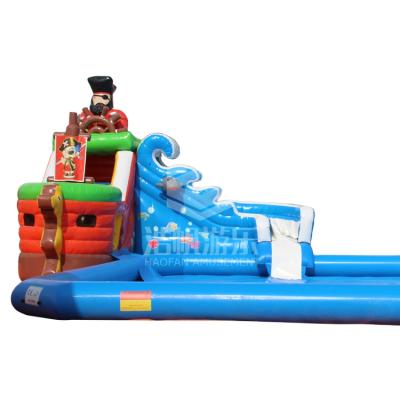 China Outdoor Playground Kids And Adult Pirate Captain Ship Inflatable Water Slide With Pool For Sale for sale