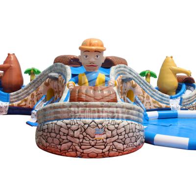 China Large Big Bear Outdoor Commercial Adult Size Inflatable Playground Playground Swimming Pool Combo Water Slide For Sale for sale