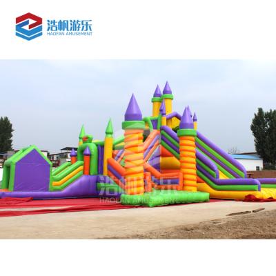 China Custom Outdoor Colorful Playground Purple Jumping Castle House Inflatable Bounce Slide With Bouncy for sale