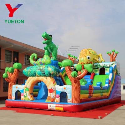 China Cheap Giant Animal Inflatable Obstacle Park Slide Castle Dinosaur Theme Inflatable Slide Castle Combo On Sale for sale