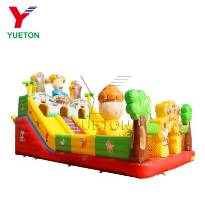 China Outdoor Playground Kids Forest Theme Inflatable Slide Amusement Park Outdoor Obstacle Playground for Party and School for sale