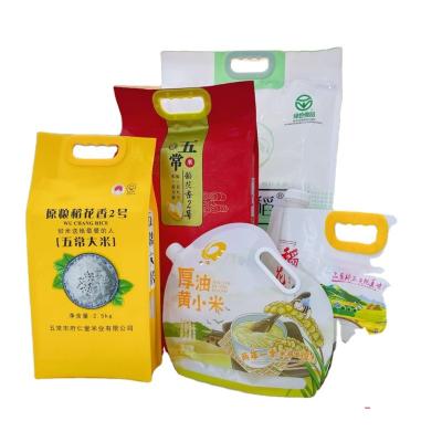 China Barrier Custom Design Plastic Bags With Handle Rice Flour Packaging Bag Nylon 500g 1kg 2kg 5kg 10kg Food Package Bags for sale