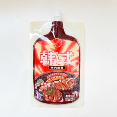 China Barrier Liquid Plastic Bags Flexible Packaging Pouch Stand Up Spout Pouch For Condiment and Spread BBQ Sauce for sale