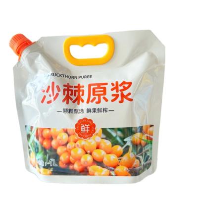 China Barrier Customized 1L Juice Drink Stand Up Spout Pouch Bag Liquid Packaging Bags With Handle for sale