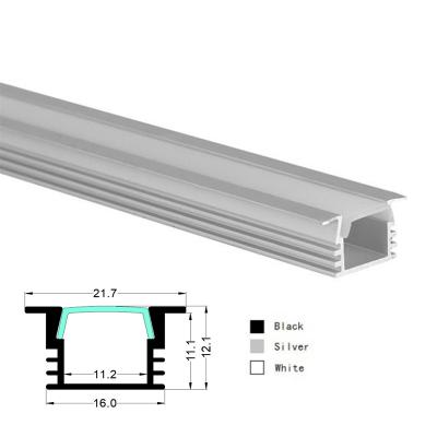 China Buffet ; Showcase; Office scene; 2021 Entertainment Stage Recessed Aluminum Line Shape Light 2212T Led Aluminum Profile Deep Recessed 11mm Width Aluminum Led Channel Profile Black for sale