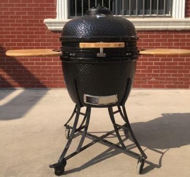 Китай Ceramic 22 Inch Kamado Grill Black Glazed For Standing Grills Steaks продается