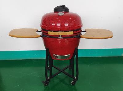 China Charcoal Nylon Wheels 22 Inch Ceramic Kamado Grills BBQ Bamboo Handlle à venda