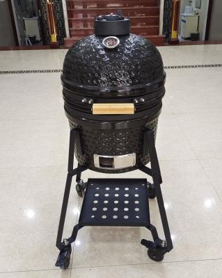 China Ceramic 15 Inch BBQ Kamado Grill With Stands Black zu verkaufen