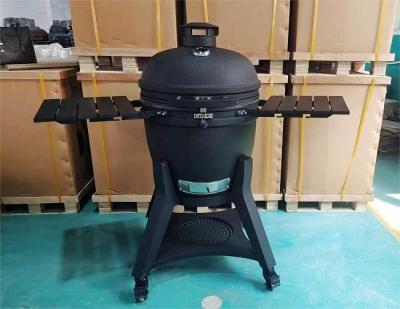 China Ceramic 22 Inch Kamado Grills BBQ Bubble Black Glaze Surface for sale