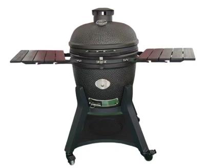 China Charcoal 22 Inch Dot Pattern Ceramic Kamado Grills With Black Pizza Stone for sale