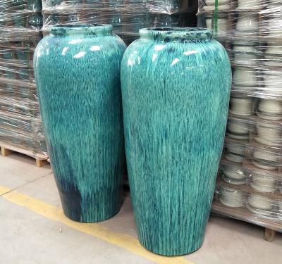 중국 44x88cm Ceramic Outdoor Pot , Green Large Ceramic Pots For Outdoor Plants 판매용