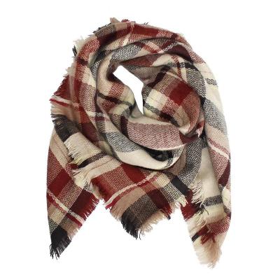 China Daily Life Winter Knit Checked Square Shawl Kids Plaid Blanket Scarves Bandana Designer Acrylic Oversize Shawl New for sale