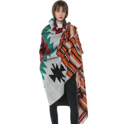 China Pashmina Ethnic Warm National Cashmere Shawl Soft National Ethnic Cashmere Shawl New Arrival Design Print Style Travel Shawl Windproof Scarf for sale