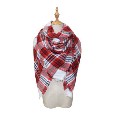 China Dimore Fashion Women Woolen Cover Oversized Tartan Scarf Shawl Wraps Pashminas for sale