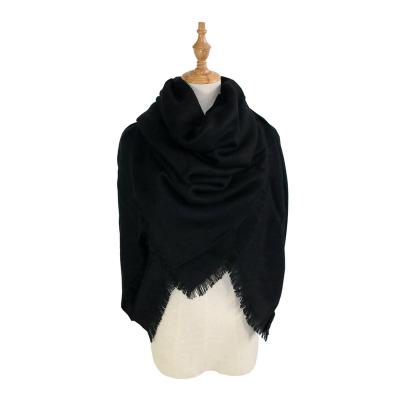 China Sale Europe Autumn Winter Wholesale Warm Classic Cashmere Long Scarf Solid Soft Scarf For Female Women Girls for sale