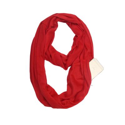 China Hot Sale Cotton Buckle Women Scarf With Hidden Zipper Pocket Ladies Infinity Fashion Scarf for sale