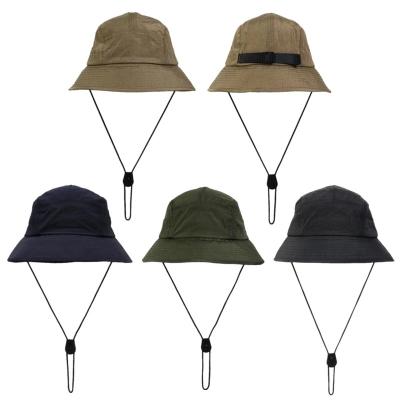 China Custom Outdoor Cooling Pocket Bucket Hat Black Sun Fisherman Hat Men Embroidery Anti-UV Wholesale Bucket Hat Quick Dry Outdoor Hat With String for sale