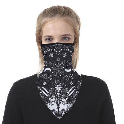 China Daily Wear Seamless Triangle Bandana Neck Cuff Face Scarf Cover Mask With Ear Loops Halloween Balaclava for sale