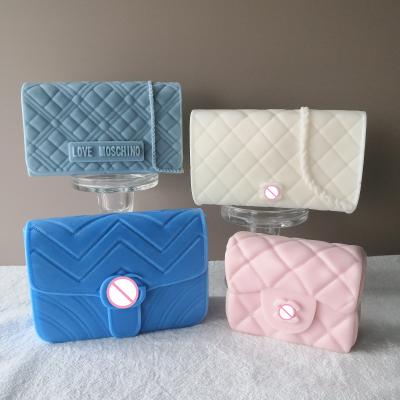 China New Design DIY Disposable Handmade Gift Girls Clips Logo Bag Soap Silicone Mold Fashion Woman Handbag Candle Mold for sale