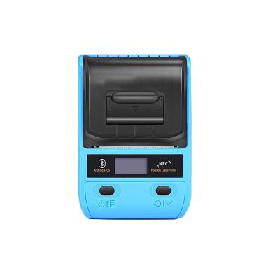 China New portable 58mm blue tooth thermal printer black and blue mini 2 inch receipt adhesive label printer for sale