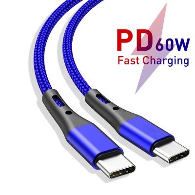 China Also support PD60w laptop type C to type C 3A fast charging cable for laptop and mobile phone for sale