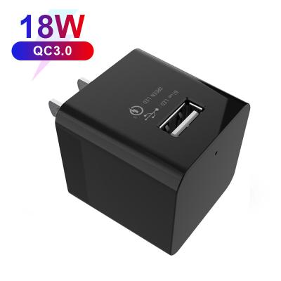 China Mobile Phone CE FCC Certificated Quick Charger 3.0 Fast Charger 18W 1USB Wall Charger for sale