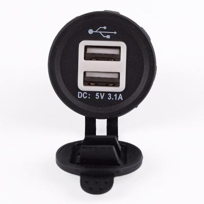 China ABS 12V Dual USB Car Charger Handsfree LED USB Material Socket 3.1A With Panel for sale