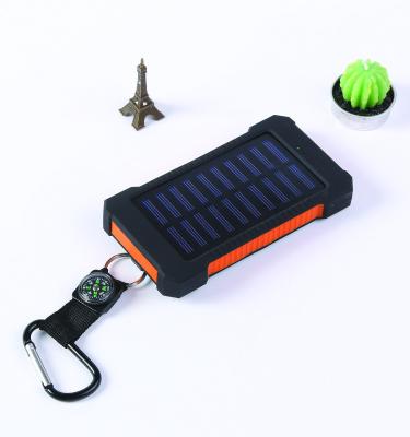 China High Capacity Backup Solar Panel Power Bank Portable Charger with LED Light and Compass for Outdoor Camping for sale