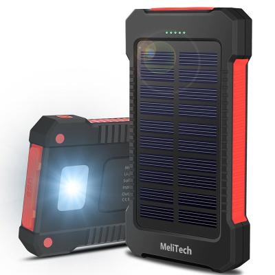 China High Capacity RoHS USB Portable Waterproof Mobile Phone Battery Charger Solar Mobile Power Bank With LED for sale