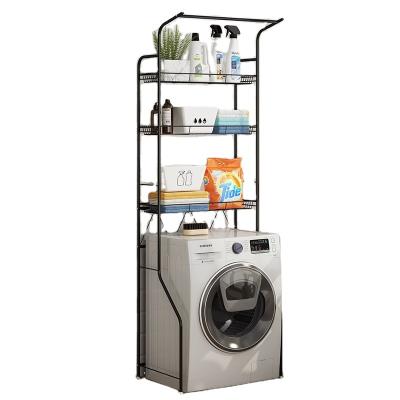 China Bathroom Shower Accessories Organizer Metal Bathroom Shelves Over Toilet Storage Washing Machine Storage Rack No Drilling for Bathroom Carbon Steel Shelf or Rack for sale