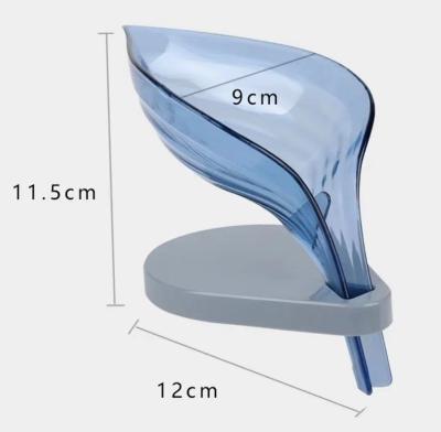 China Modern Leaf Shape Soap Box Drain Tray with Suction Cup Bathroom Soap Dishes Container Sponge Soap Holder Bathroom Accessories for sale