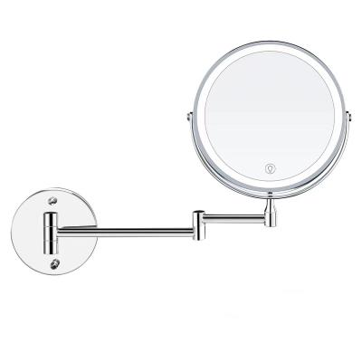 China Magnifying Eight-inch bathroom led vanity mirror wall-mounted folding vanity mirror hotel double-sided vanity mirror with lights for sale