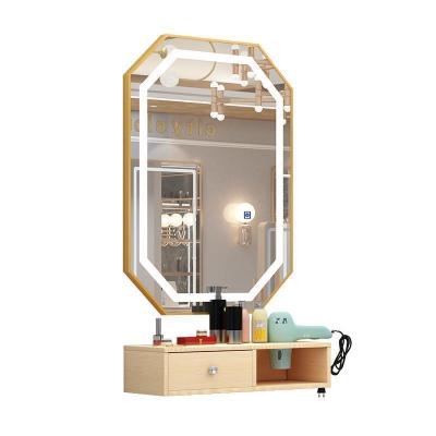 China Magnifying Customized Designs OEM & ODM Wall Mounted Smart Led Light Mirror For Barber Shop Furniture Station Beauty Hair Salon Mirrors for sale