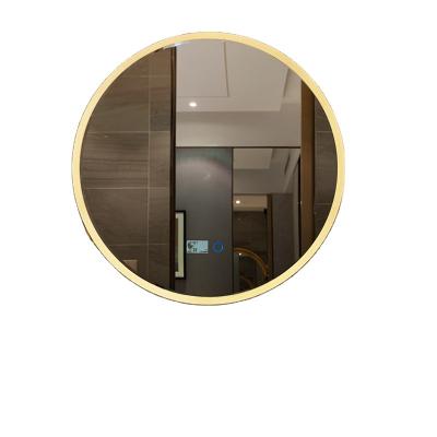 China Illuminated Wall Mounted  Touch Switch Led Bathroom Smart Mirror with Lights Round Hotel Bathroom Vanity Mirror With Dimming Function for sale