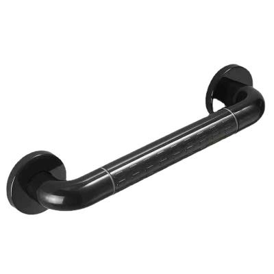 China Modern Black Stainless Steel Bathroom Grab Bar Section Cup Shower Grab Handle Wall Mount for sale