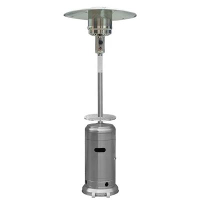 China Outdoor Gas Stored Umbrella Heater Floor Standing Patio Heater Head Cover Patio Heater With Drink Tray for sale