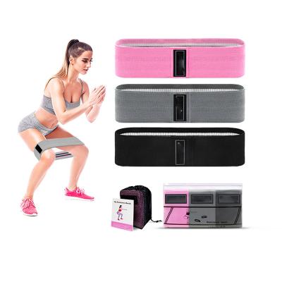 China Custom Super Elastic Polyester+Latex Anti Slip Fabric Exercise Resistance Booty Bands For Pink 3 Levels Resistance Women Hip Workout Yoga Band for sale