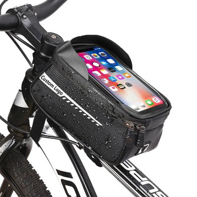 China MTB/ROAD Bike Phone Front Frame Bag Bicycle Waterproof Phone Mount Bag Phone Case Holder Cycling Top Tube Frame Bag for sale