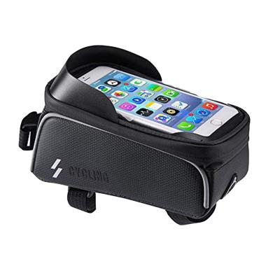 China Waterproof MTB/ROAD Bike Front Frame Phone Bag Bicycle Phone Mount Bag Phone Case Holder Cycling Top Tube Frame Bag for sale