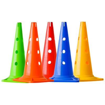 China Custom Plastic PE Sports Training Soccer Cones Soccer Disc Agility Mark Cones Pillar With Hole for sale