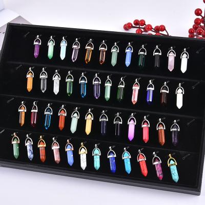 China Other Stone Healing Natural Energy Point Double Point Magic Wand Crystal Pendant Necklace Wholesale Gemstone Healing for sale