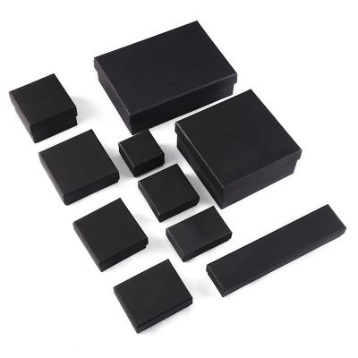 China Recycled Materials Customized Black Bulk Square Cardboard Sponge Pendants Earring Jewelry Wrapping Paper Gift Box For Necklace Ring Gifts for sale